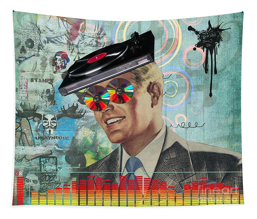 Retro Tapestry featuring the digital art Retro Man by Janice Leagra