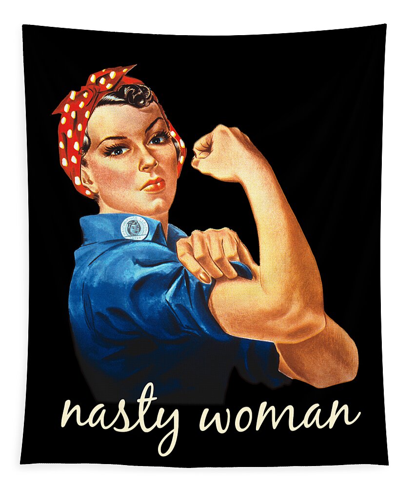 Funny Tapestry featuring the digital art Retro Nasty Woman by Flippin Sweet Gear