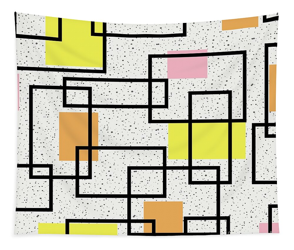 Mid Century Modern Tapestry featuring the digital art Retro Rectangles Fabric 2 by Donna Mibus