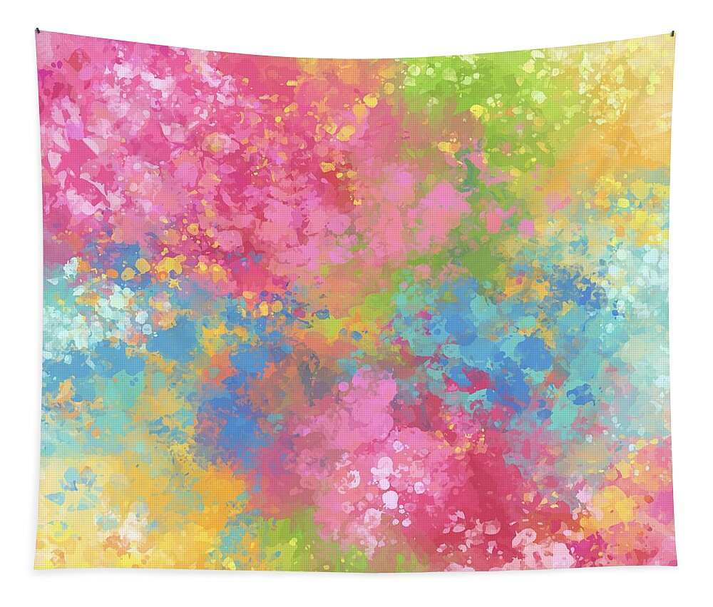 Colorful Tapestry featuring the digital art Revana - Artistic Colorful Abstract Carnival Splatter Watercolor Digital Art by Sambel Pedes