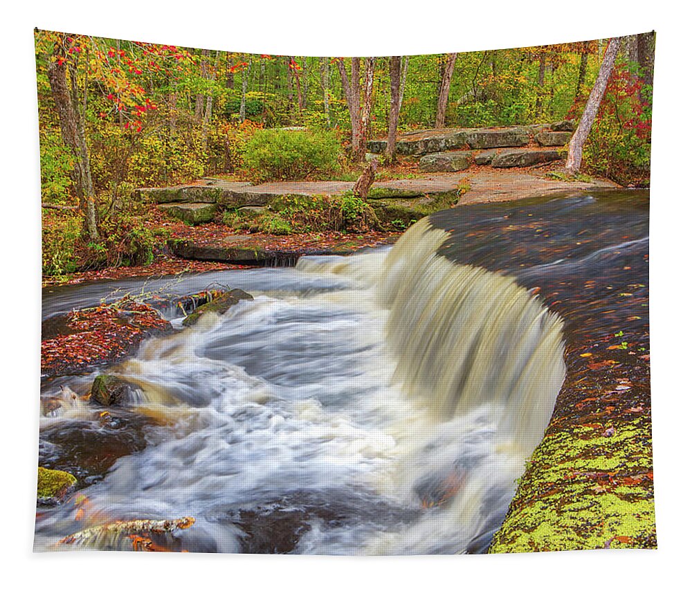Stepstone Falls Tapestry featuring the photograph Rhode Island Stepstone Falls and Autumn Colors by Juergen Roth