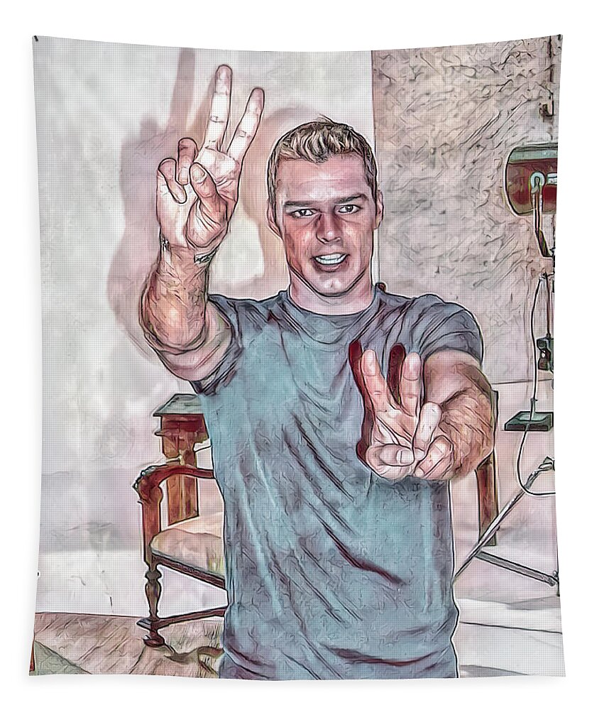 © 2020 Lou Novick All Rights Reserved Tapestry featuring the photograph Ricky Martin by Lou Novick