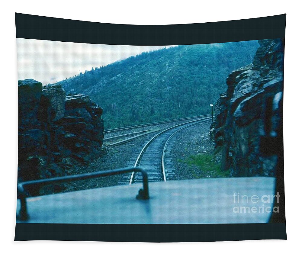 Train Tapestry featuring the photograph VINTAGE RAILROAD - Riding the Rails on Sierra Nevada Mountains by John and Sheri Cockrell
