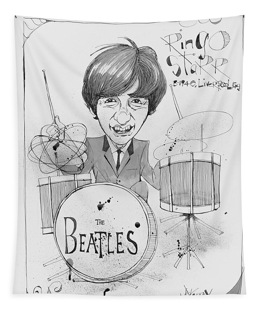  Tapestry featuring the drawing Ringo Starr by Phil Mckenney