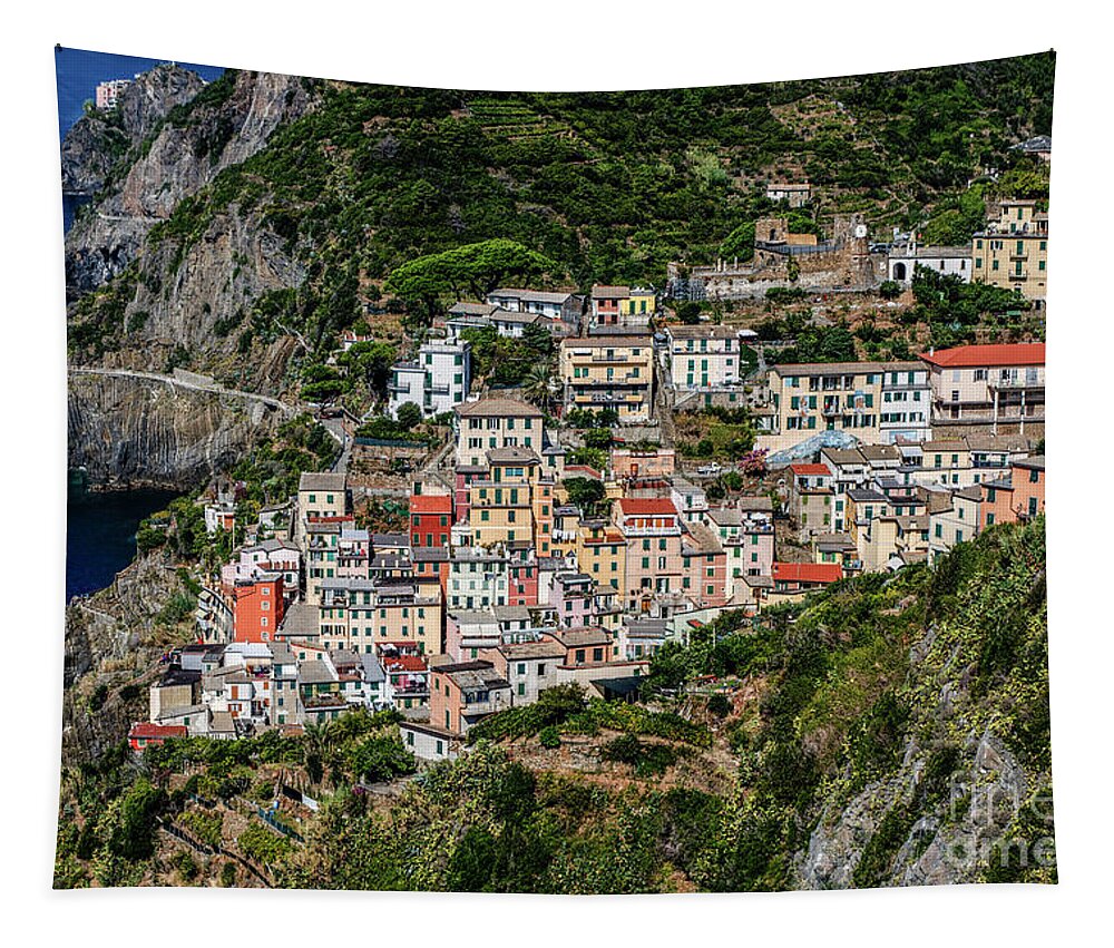 Village Tapestry featuring the photograph Riomaggiore, Italy l1 by Daniel Grats