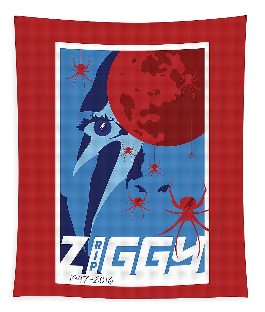 Bowie Tapestry featuring the digital art RIP Ziggy by Steve Follman