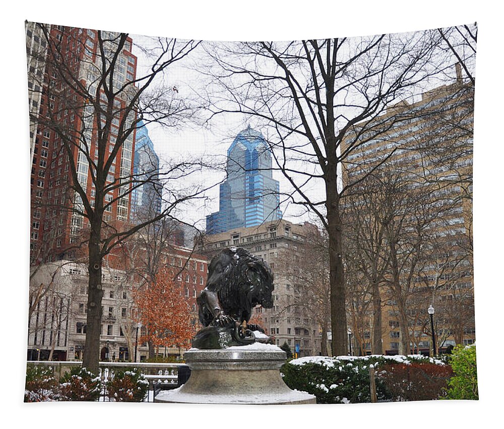 Rittenhouse Tapestry featuring the photograph Rittenhouse Square in the Winter by Philadelphia Photography