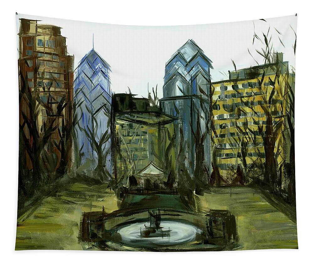 Rittenhouse Tapestry featuring the painting Rittenhouse Square in Winter by Britt Miller