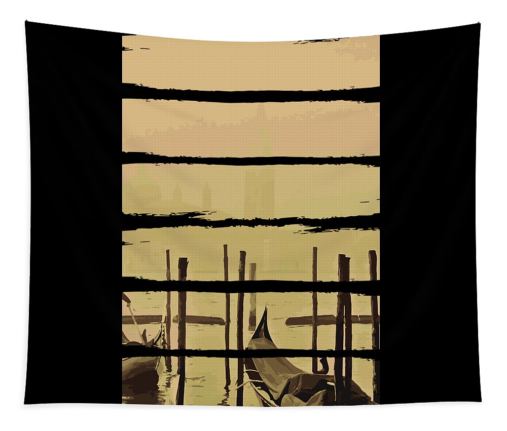Fishing Tapestry featuring the digital art River Boat Scenery by Jacob Zelazny