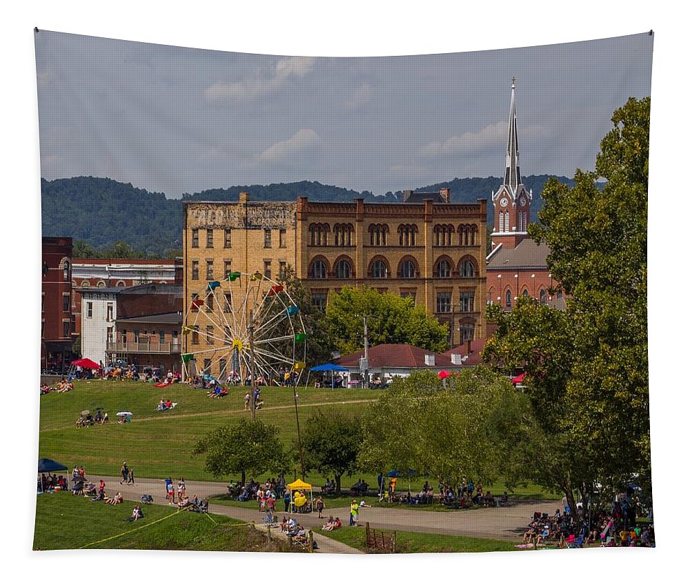 Steeple Tapestry featuring the photograph River Days Ferris Wheel by Kevin Craft