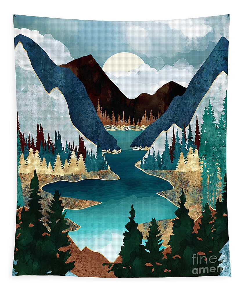 River Tapestry featuring the digital art River Vista by Spacefrog Designs