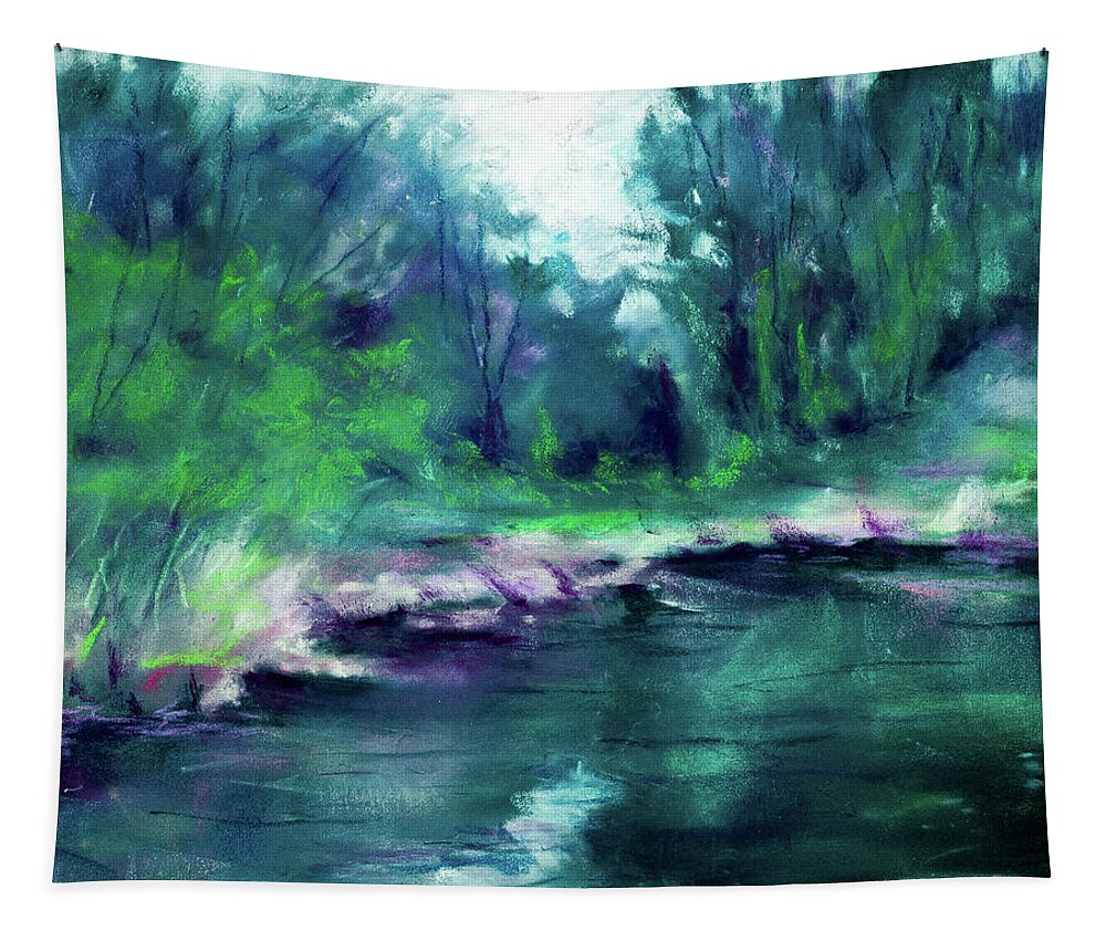 Landscape Tapestry featuring the painting River's Edge by Lee Beuther