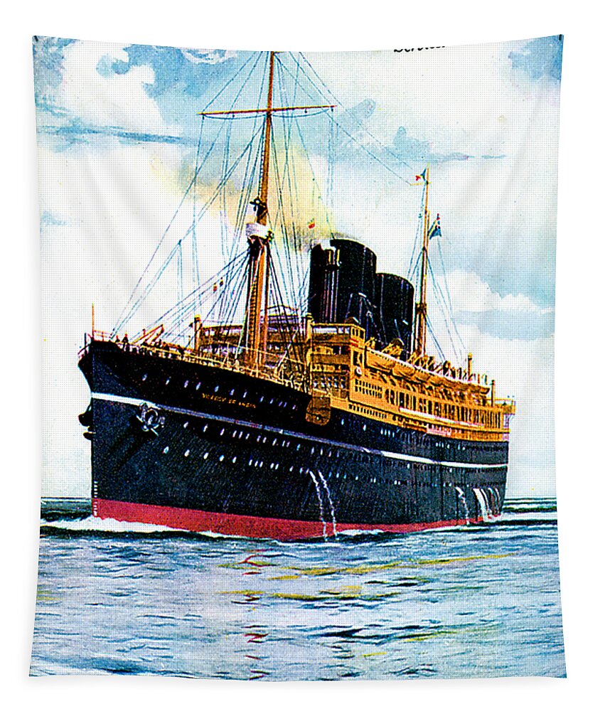 Vicero Tapestry featuring the painting RMS Viceroy of India Cruise Ship 1928 by Unknown