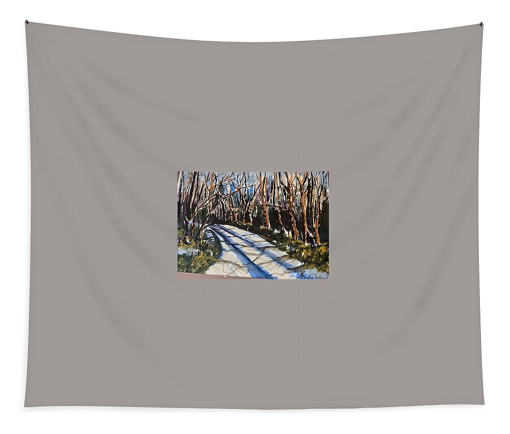  Tapestry featuring the painting Roadless Traveled by Angie ONeal
