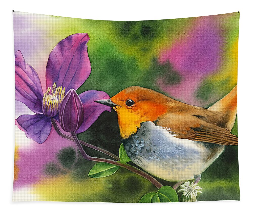 Robin Tapestry featuring the painting Robin by Espero Art