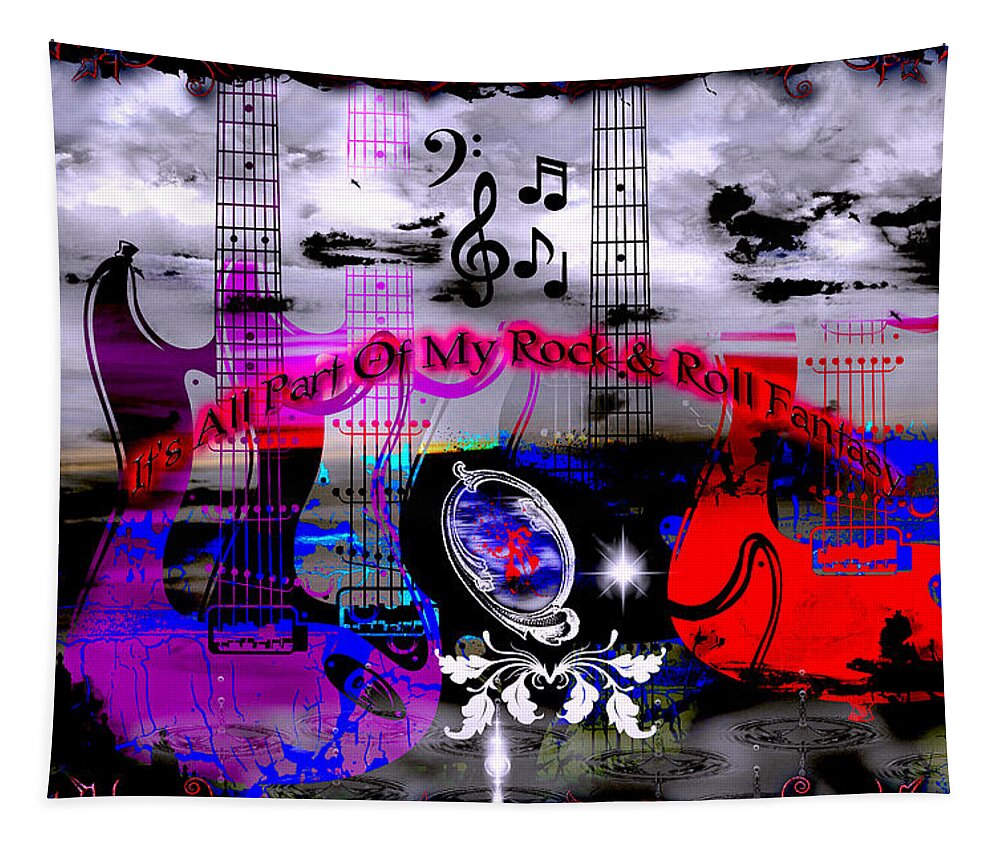 Rock Tapestry featuring the digital art Rock And Roll Fantasy by Michael Damiani