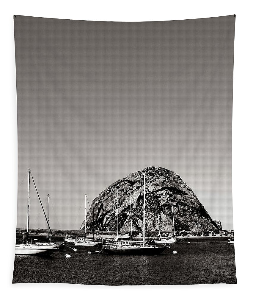 Morro Rock Tapestry featuring the photograph Rock at Morro Bay by Lorraine Devon Wilke