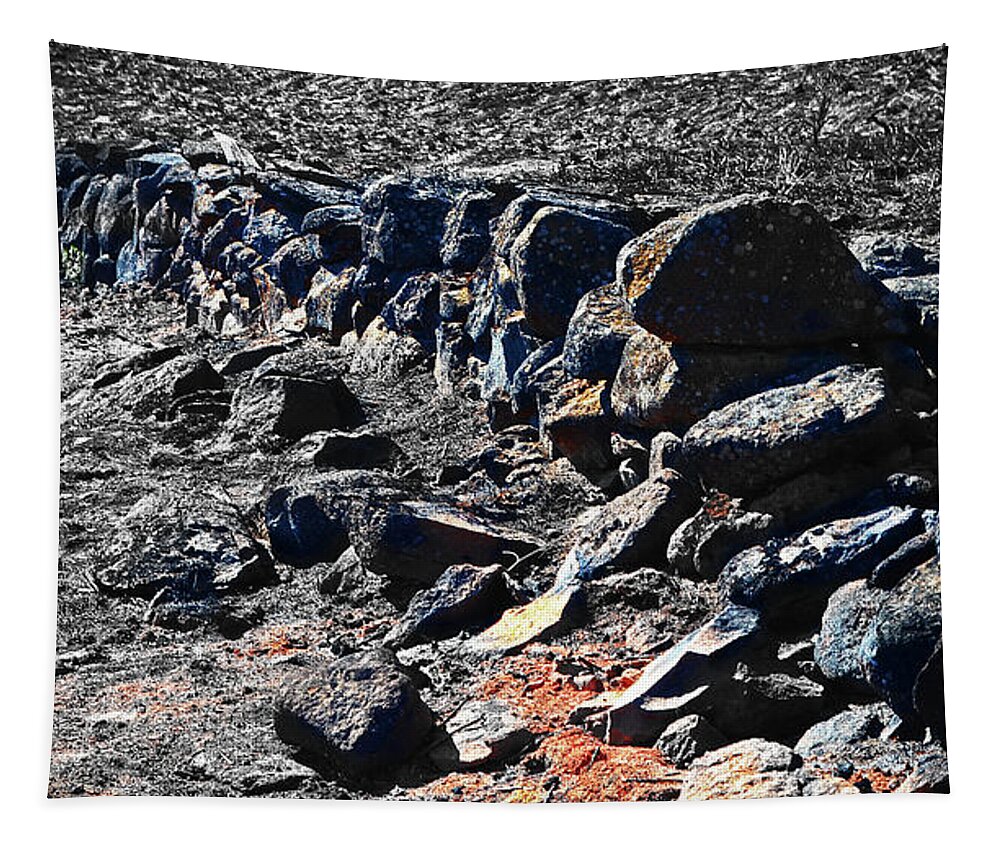  Tapestry featuring the digital art Rock Wall ,Ruins by Fred Loring