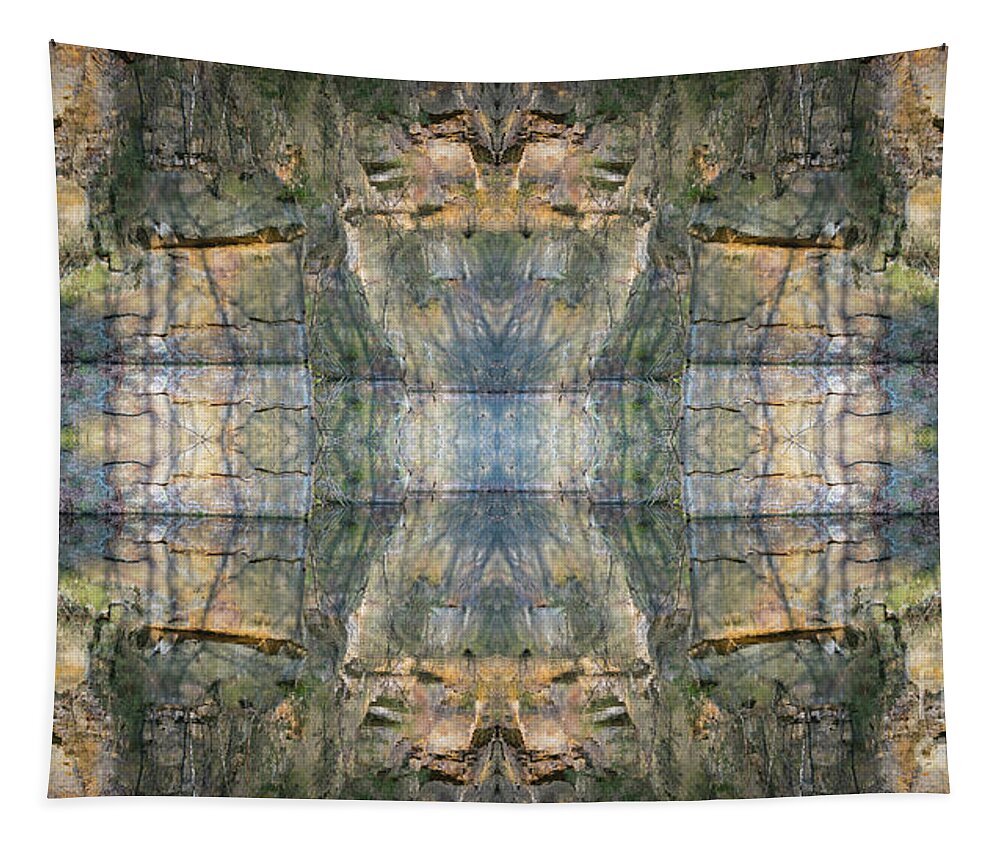 Water Surface Tapestry featuring the digital art Rocks, water and symmetry 2 by Adriana Mueller
