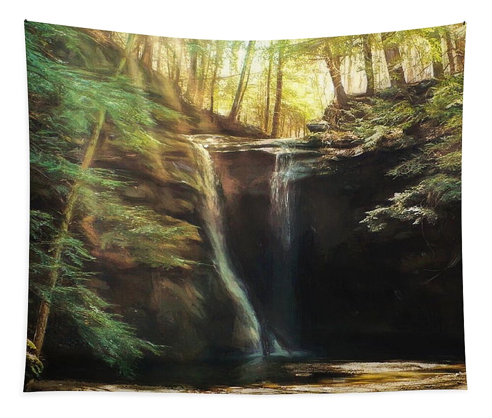 Waterfall Tapestry featuring the photograph Rockstall Falls by Susan Hope Finley