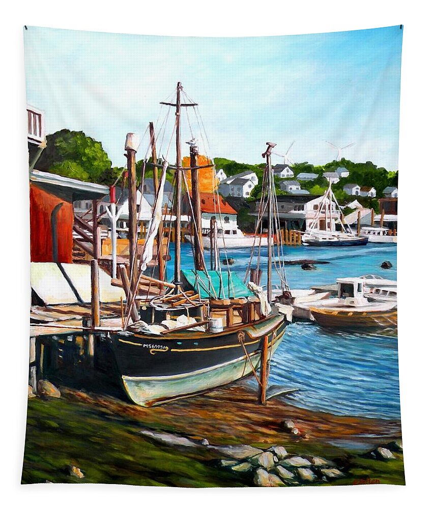 Gloucester Tapestry featuring the painting Rocky Neck, October by Eileen Patten Oliver