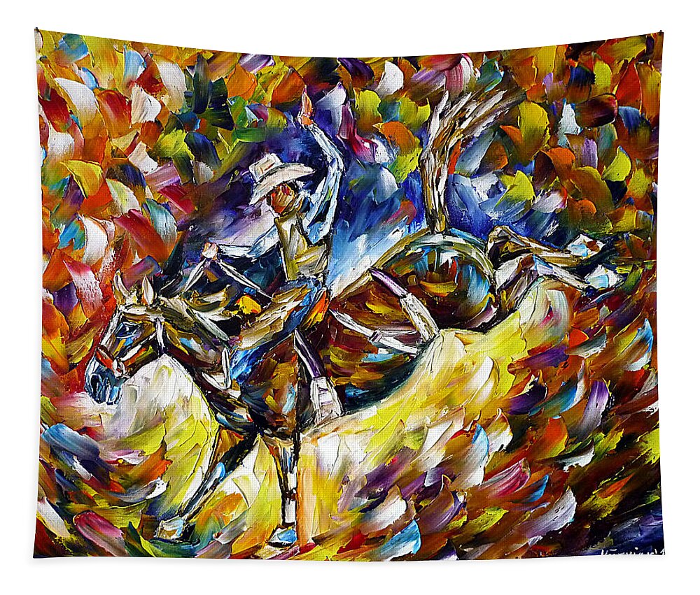 Cowboy Painting Tapestry featuring the painting Rodeo II by Mirek Kuzniar