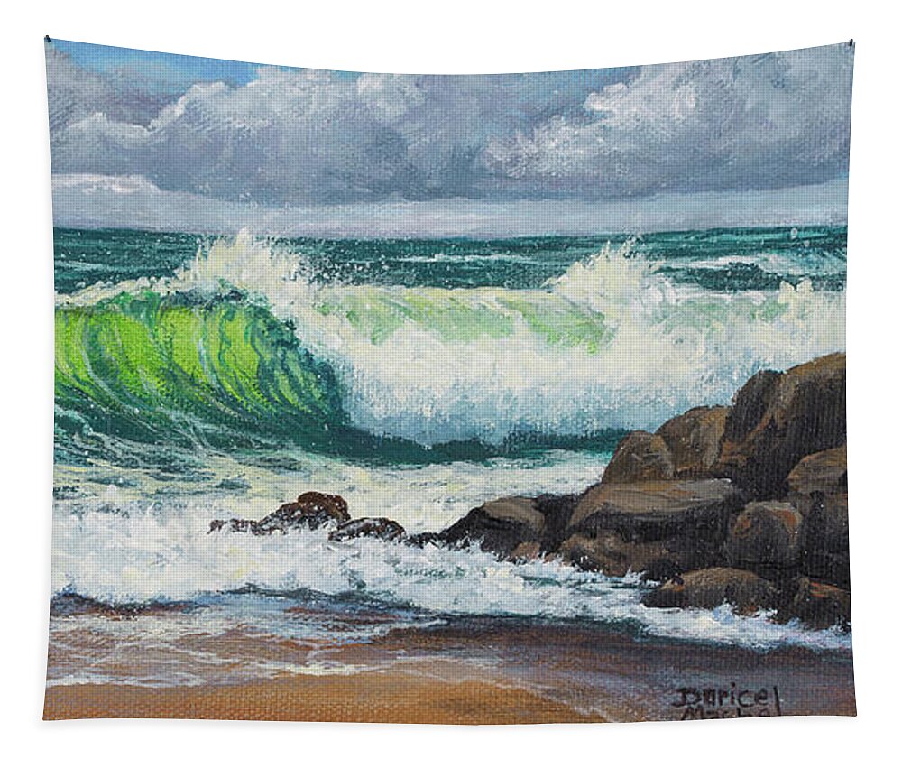 Seascape Tapestry featuring the painting Rolling Waves by Darice Machel McGuire
