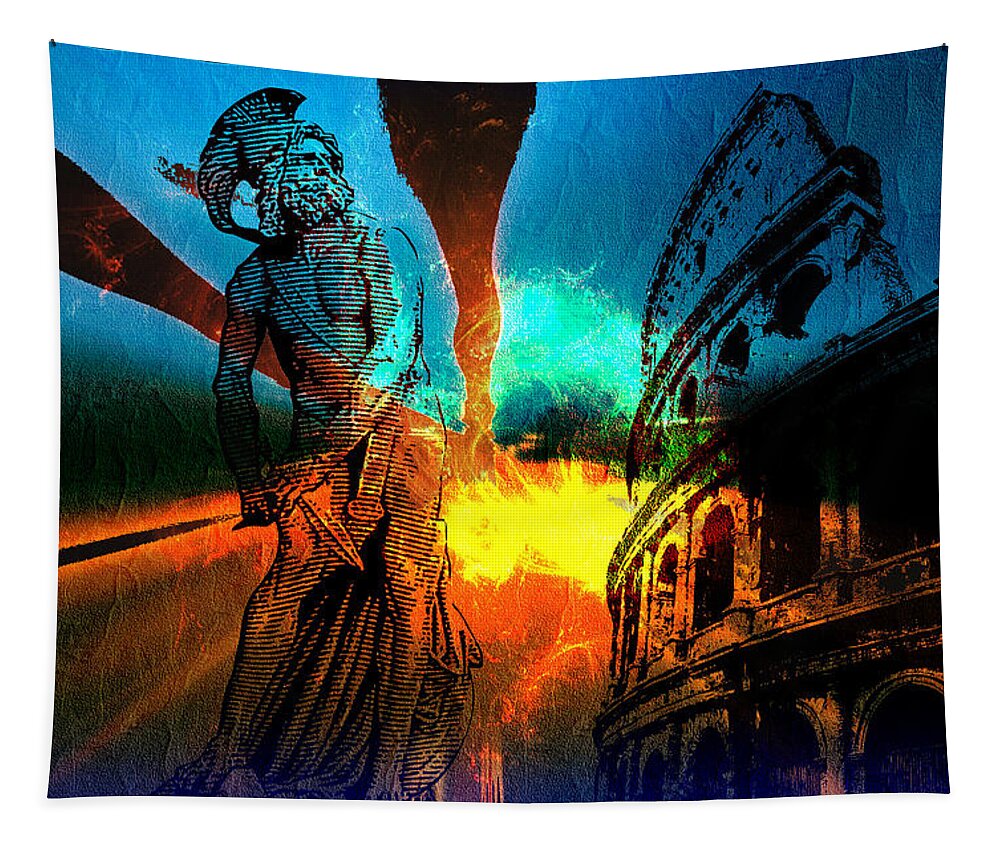 Gladiator Tapestry featuring the digital art Roman Gladiator by Michael Damiani