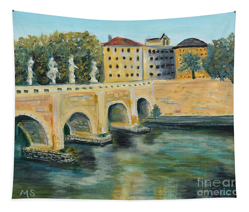 Rome Tapestry featuring the painting Roman Viaduct by Monika Shepherdson