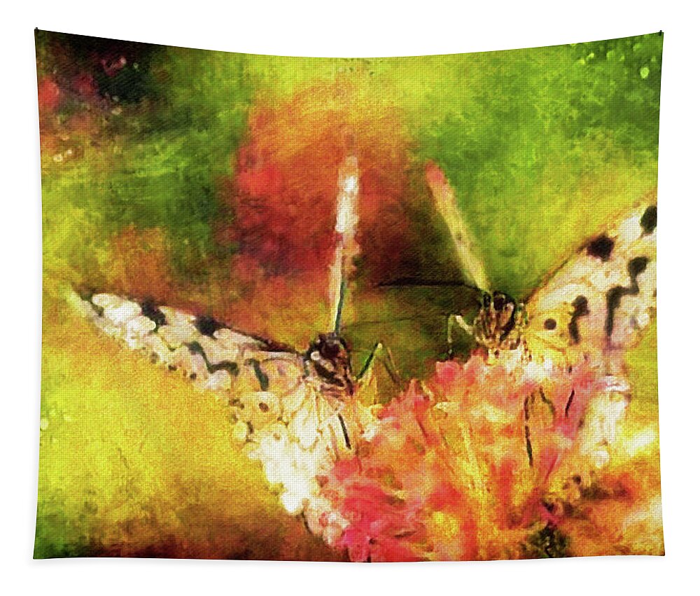 Romantic Butterfly Rendezvous Tapestry featuring the digital art Romantic Butterfly Rendezvous by Susan Maxwell Schmidt