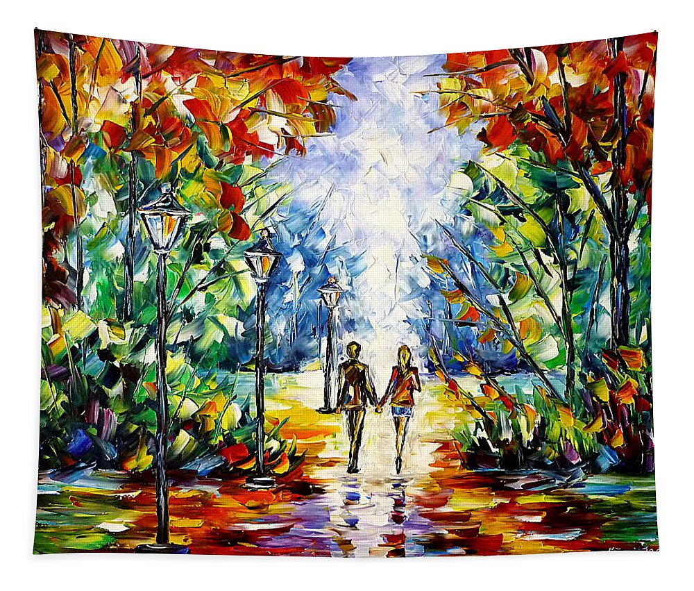 Colorful Park Tapestry featuring the painting Romantic Day by Mirek Kuzniar