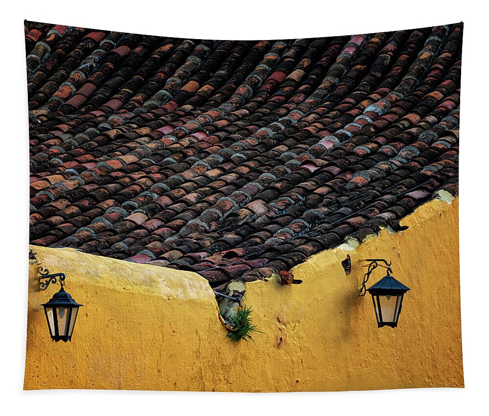 Havana Cuba Tapestry featuring the photograph Roof And Wall by Tom Singleton