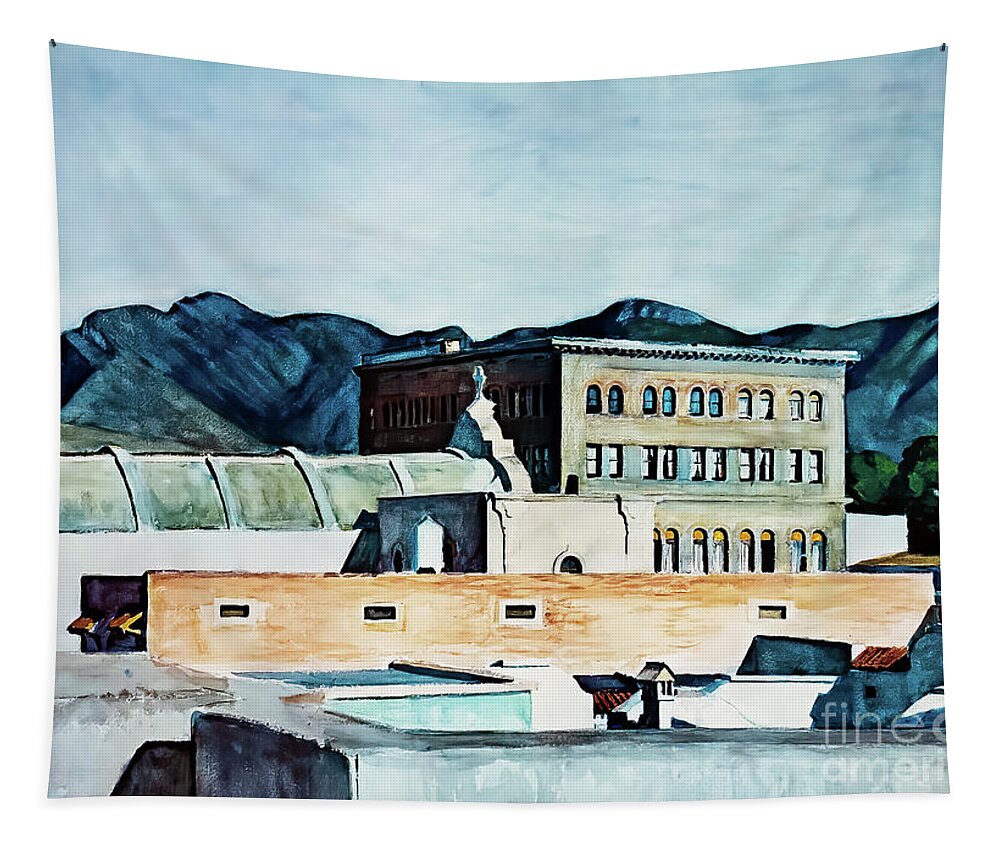 Roof Tapestry featuring the painting Roof Saltillo 1943 by Edward Hopper