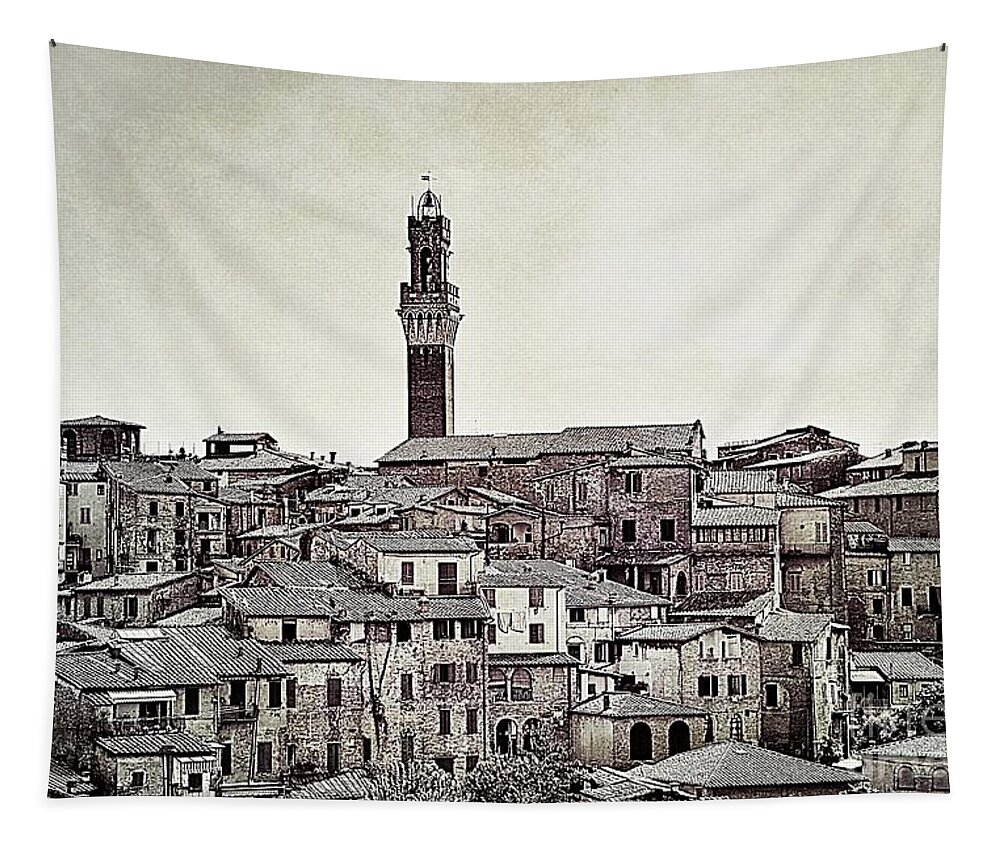 Siena Tapestry featuring the photograph Rooftops in Siena by Ramona Matei
