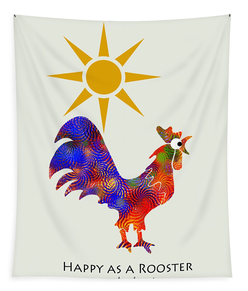 Rooster Tapestry featuring the mixed media Rooster Pattern Art by Christina Rollo