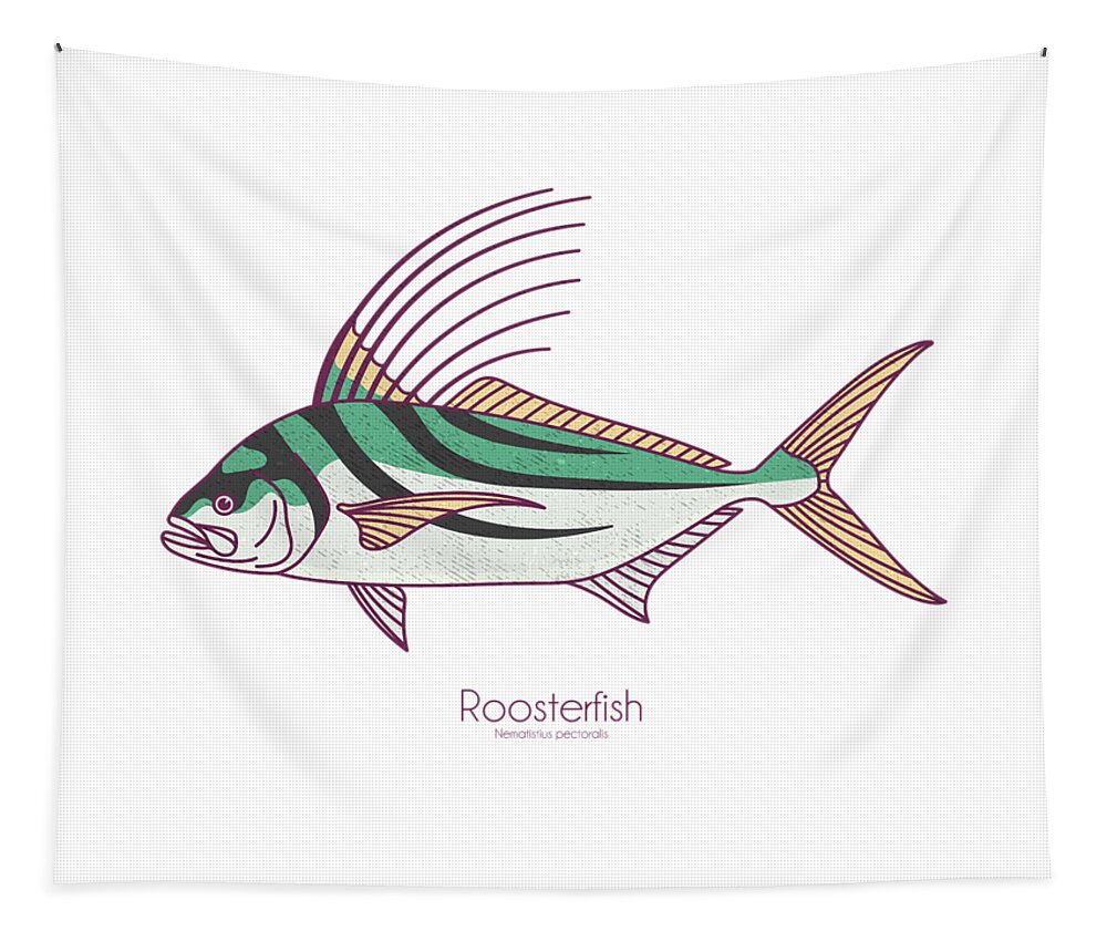 Roosterfsh Tapestry featuring the digital art Roosterfish by Kevin Putman