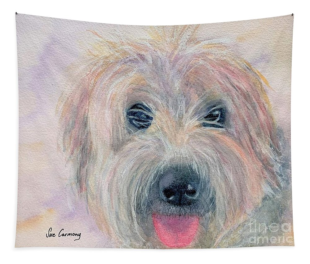 Soft-coated Wheaten Terrier Tapestry featuring the painting Rory by Sue Carmony