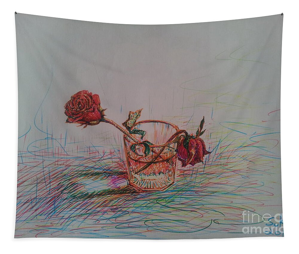 Rose Tapestry featuring the painting Rose to End by Sukalya Chearanantana