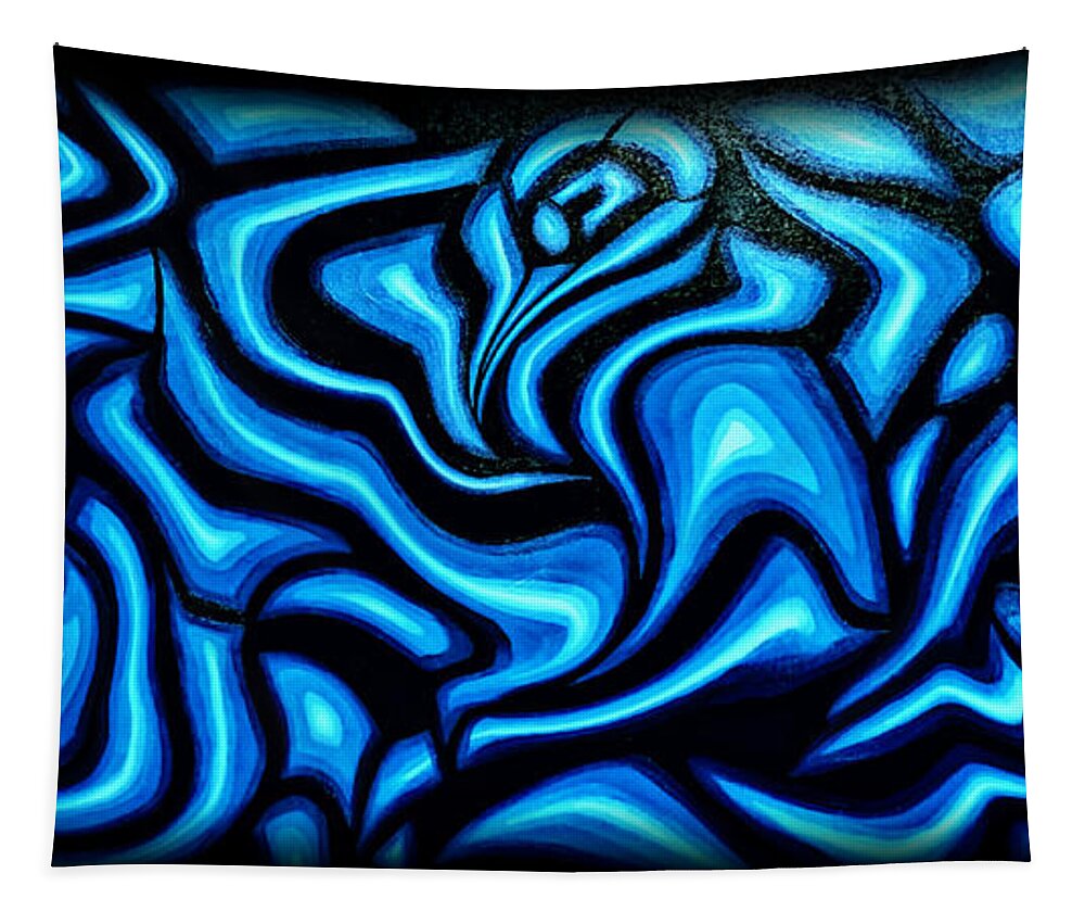  Tapestry featuring the painting Rossa Blue II by Emanuel Alvarez Valencia