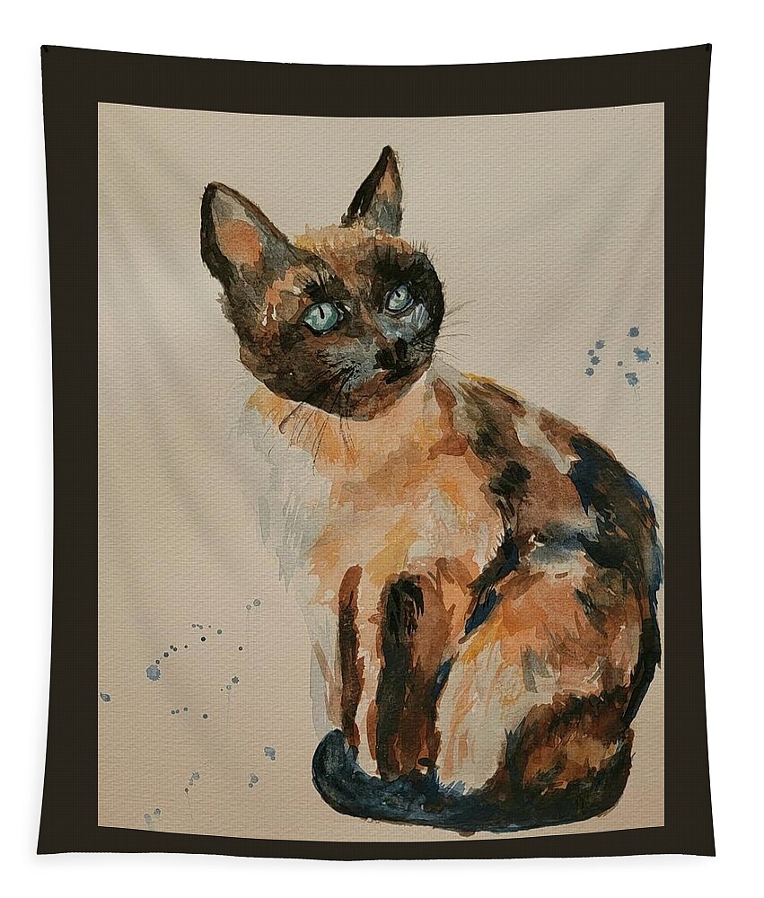Www.cherylnancyanngordon.com Tapestry featuring the painting Rough Cat by Cheryl Nancy Ann Gordon