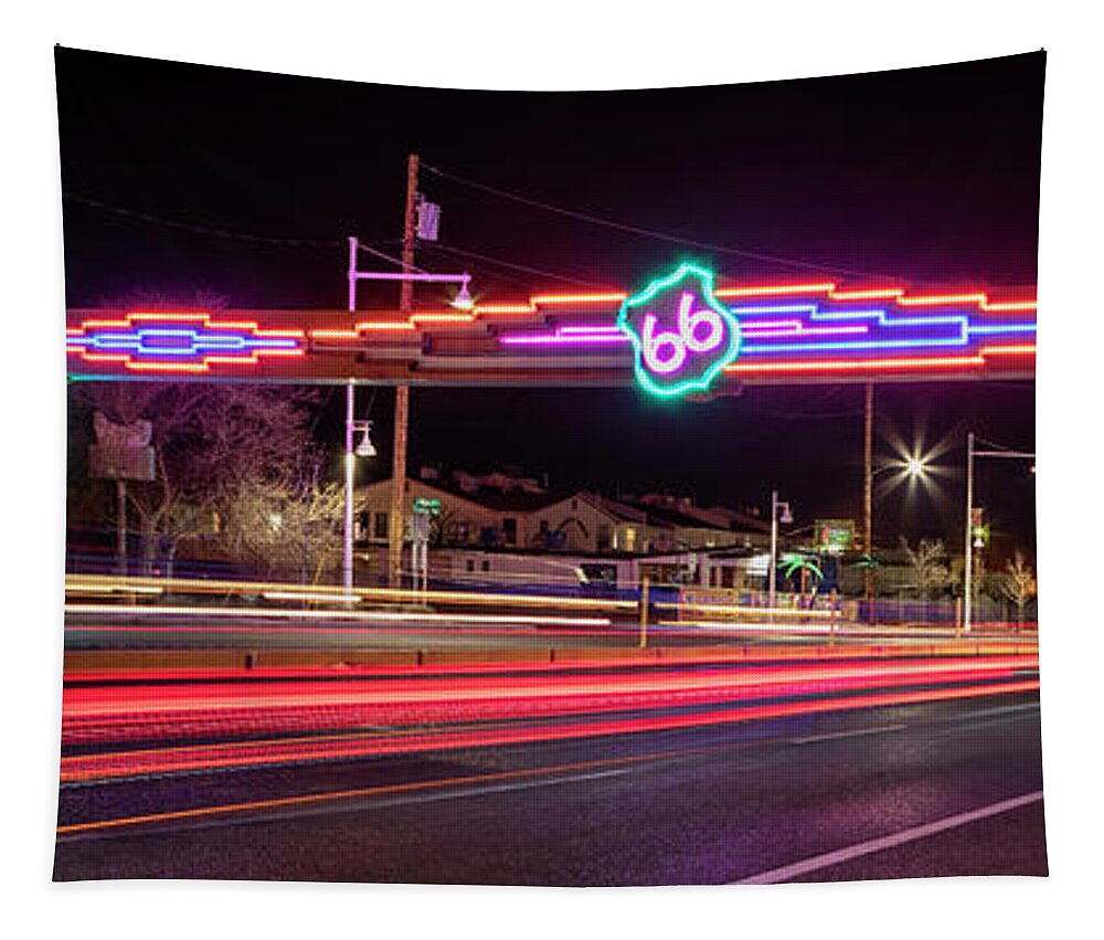 Route 66 Tapestry featuring the photograph Route 66 Crossing Sign - Albuquerque, NM by Susan Rissi Tregoning