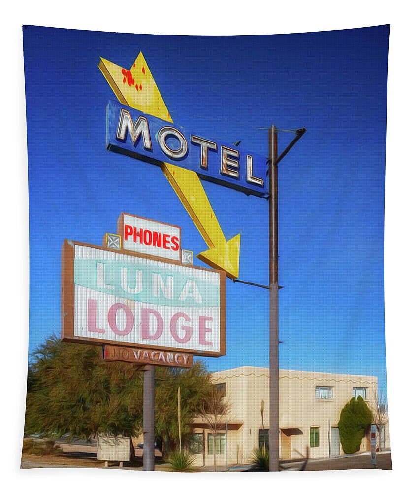 Route 66 Tapestry featuring the photograph Route 66 - Luna Lodge - Albuquerque by Susan Rissi Tregoning