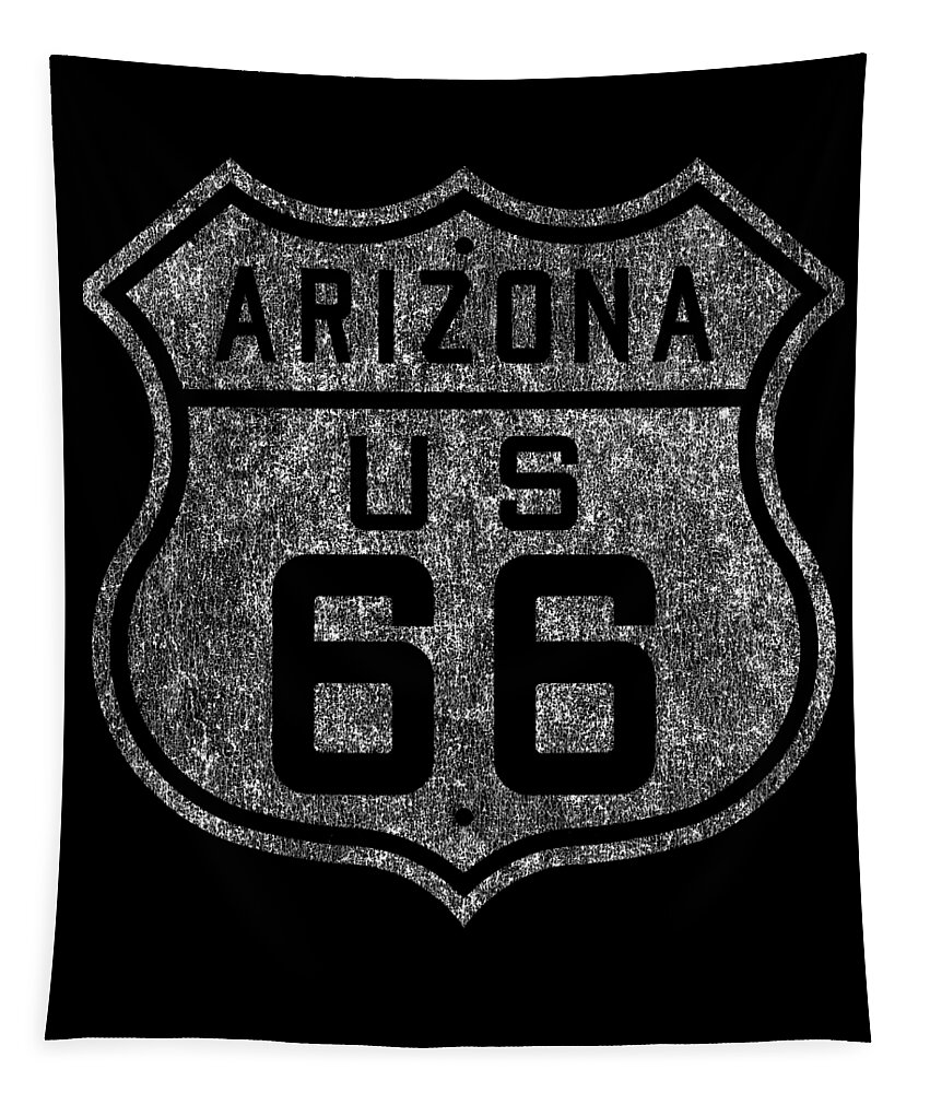 Funny Tapestry featuring the digital art Route 66 Retro by Flippin Sweet Gear