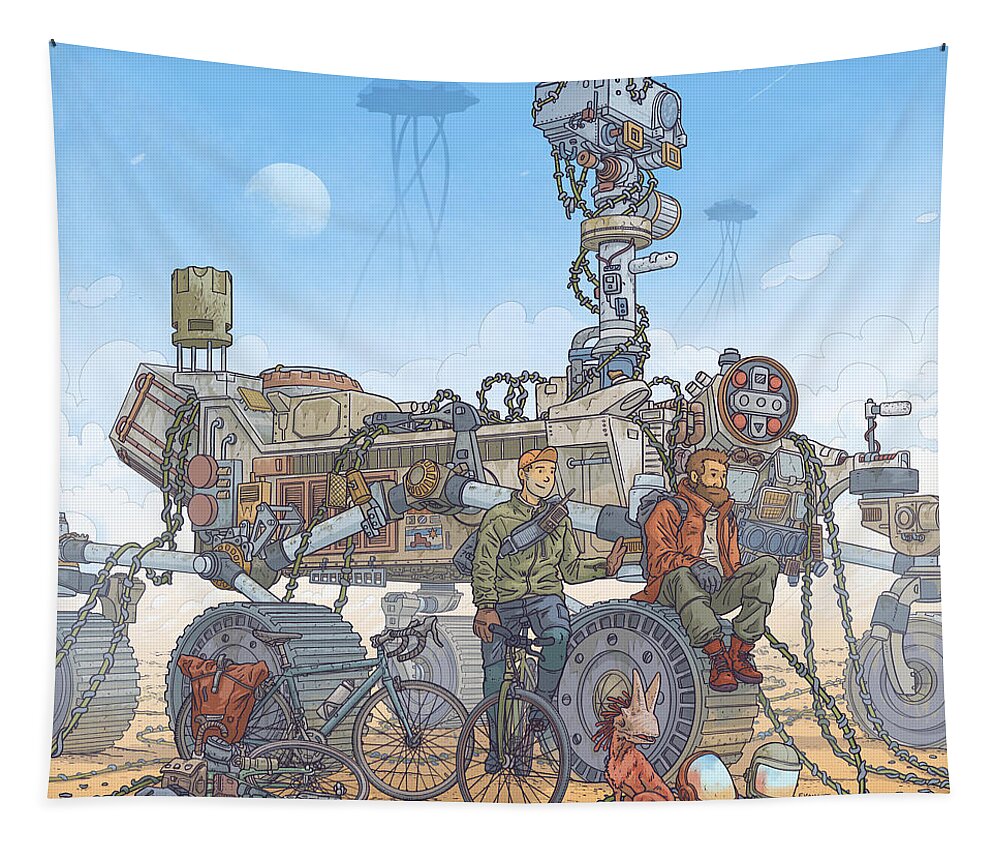 Perseverance Tapestry featuring the digital art Rover Ruins Ride by EvanArt - Evan Miller