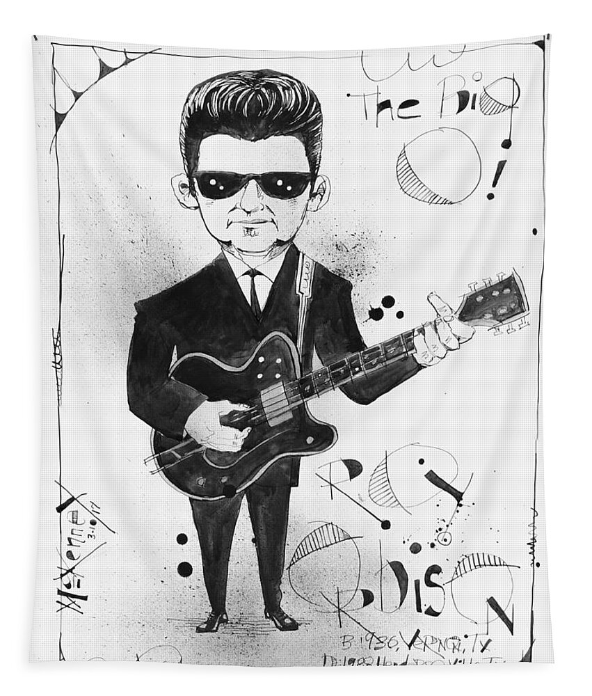  Tapestry featuring the drawing Roy Orbison by Phil Mckenney