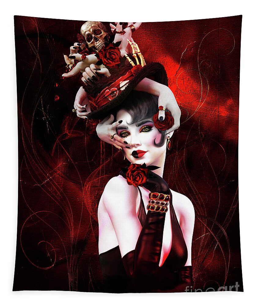 Ruby Gothic Femme Tapestry featuring the digital art Ruby Gothic Femme by Shanina Conway
