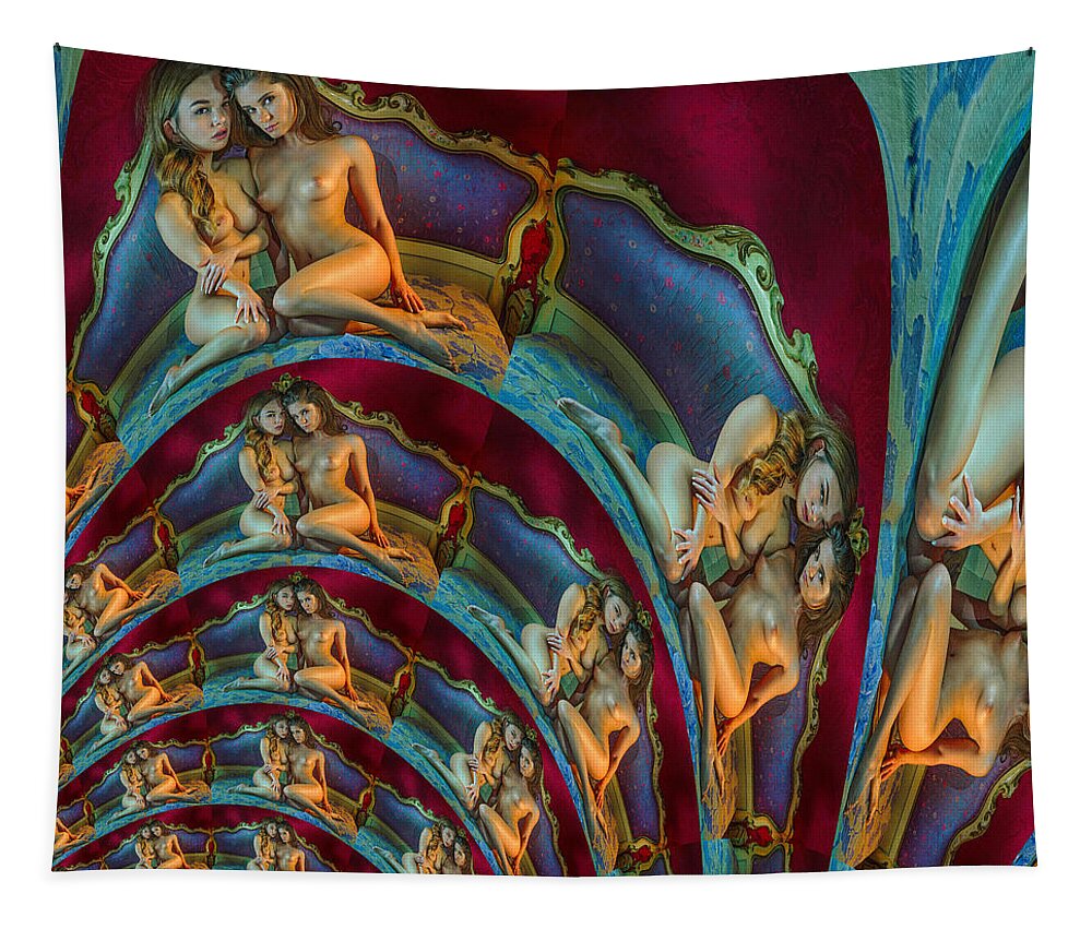 Naked Tapestry featuring the digital art Ruby Ocean Symphony by Stephane Poirier