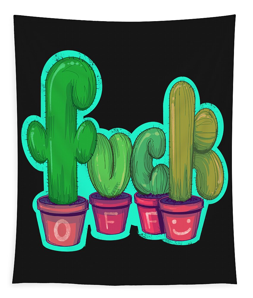 Cactus Tapestry featuring the drawing Rude Cactus by Ludwig Van Bacon