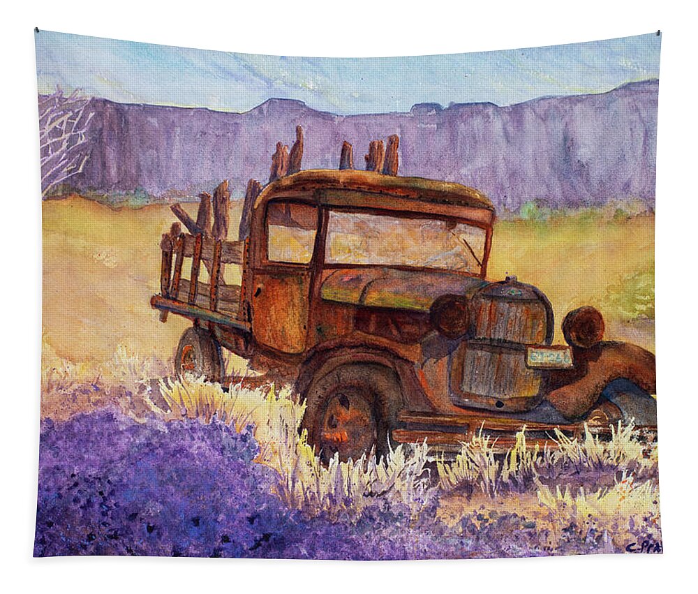 Ford Tapestry featuring the painting Rust Bucket by Cheryl Prather