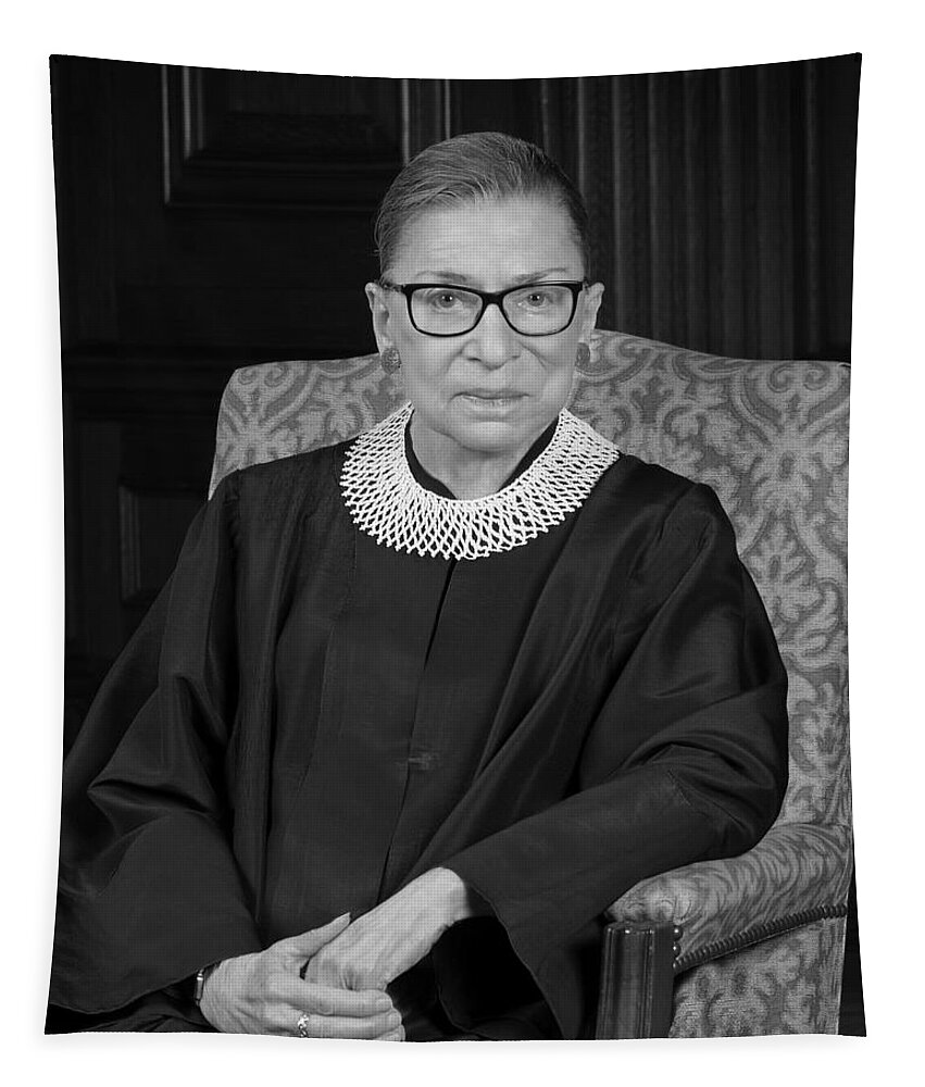Ruth Bader Ginsburg Tapestry featuring the photograph Ruth Bader Ginsburg Portrait - 2016 by War Is Hell Store